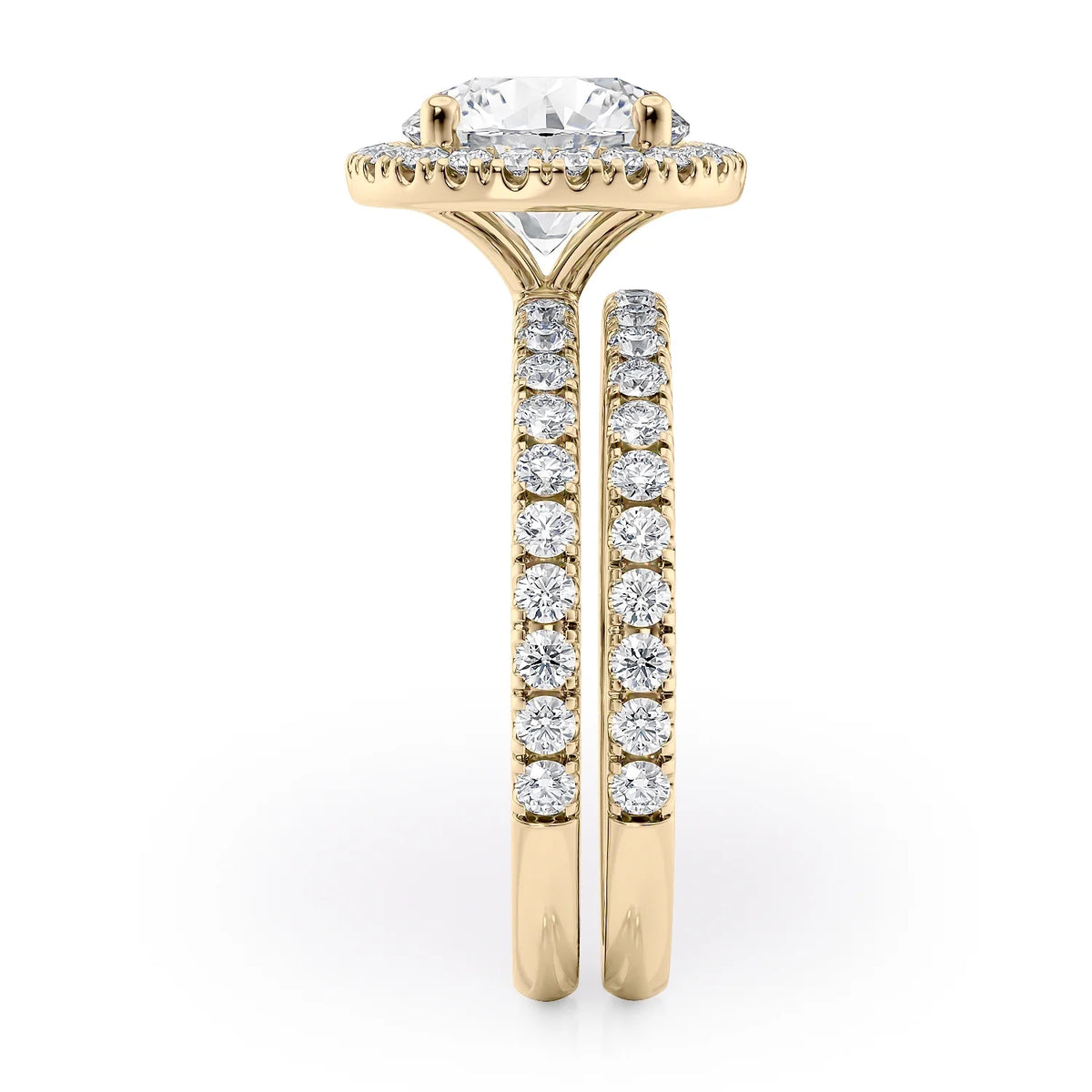 14k Yellow Gold Diamond and Moissanite Halo Engagement Ring Size 7.5 U5209