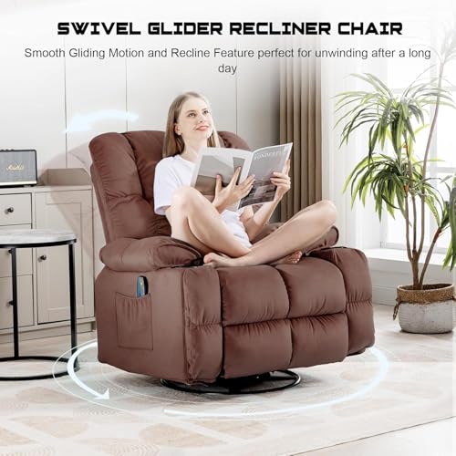 Brown Fabric Recliner Chair with Cup Holders P403