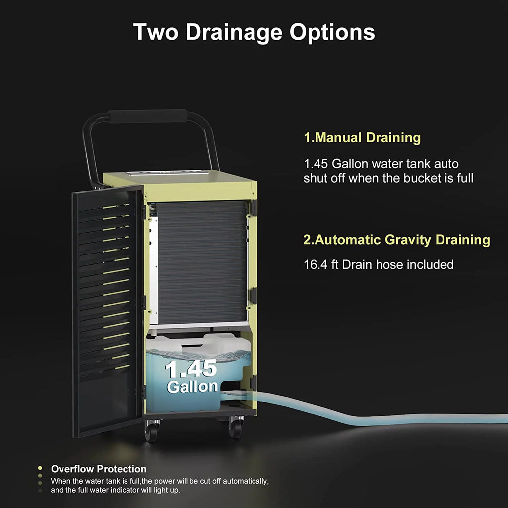 150 Pints Commercial Dehumidifier with Drain Hose and Water Tank C59189
