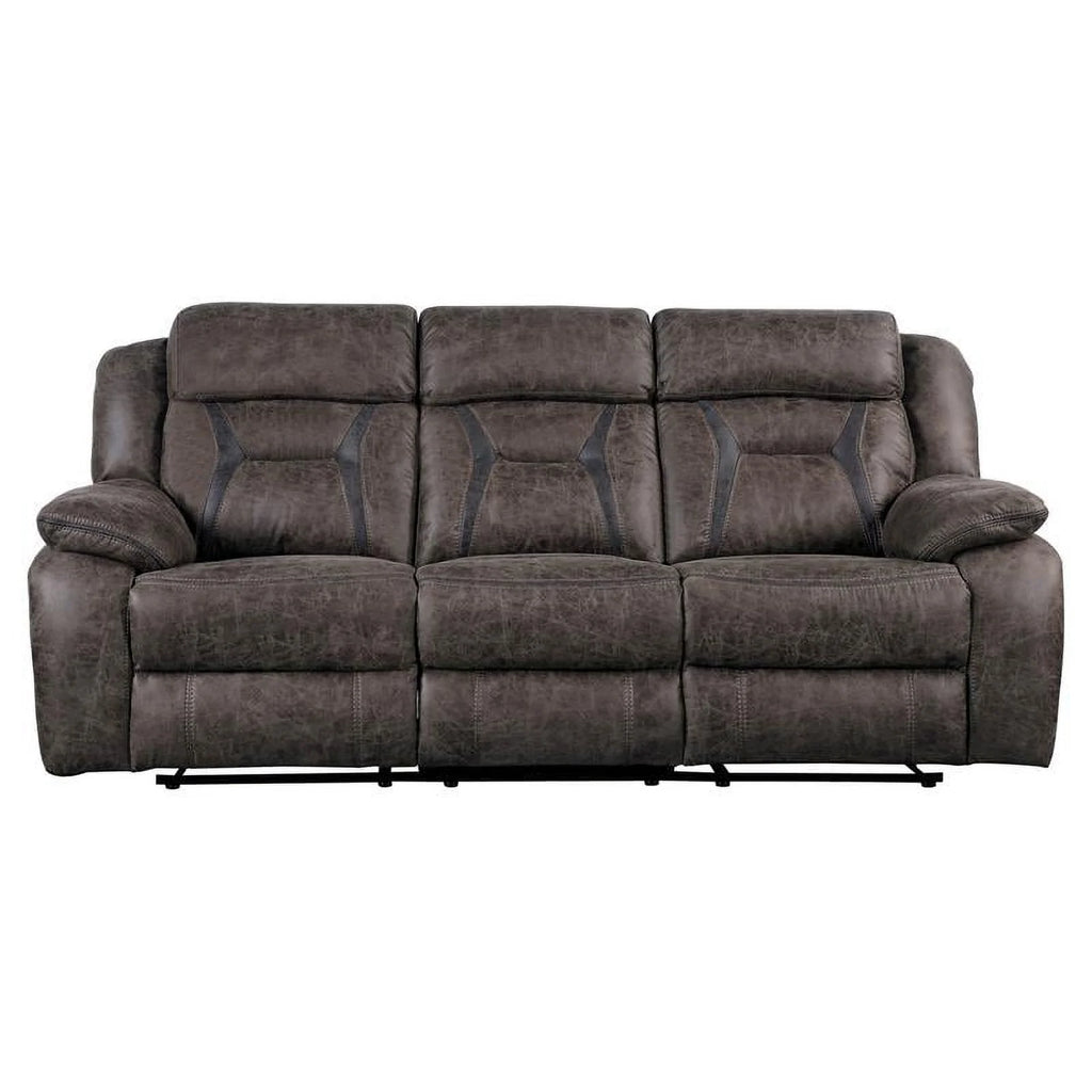 Dark Brown Microfiber Double Reclining Sofa X730322