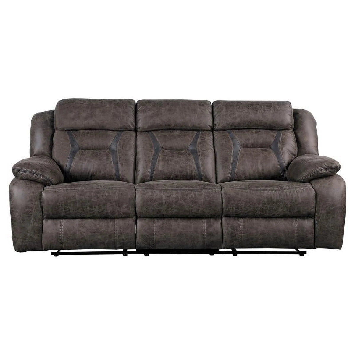 Dark Brown Microfiber Double Reclining Sofa X730322