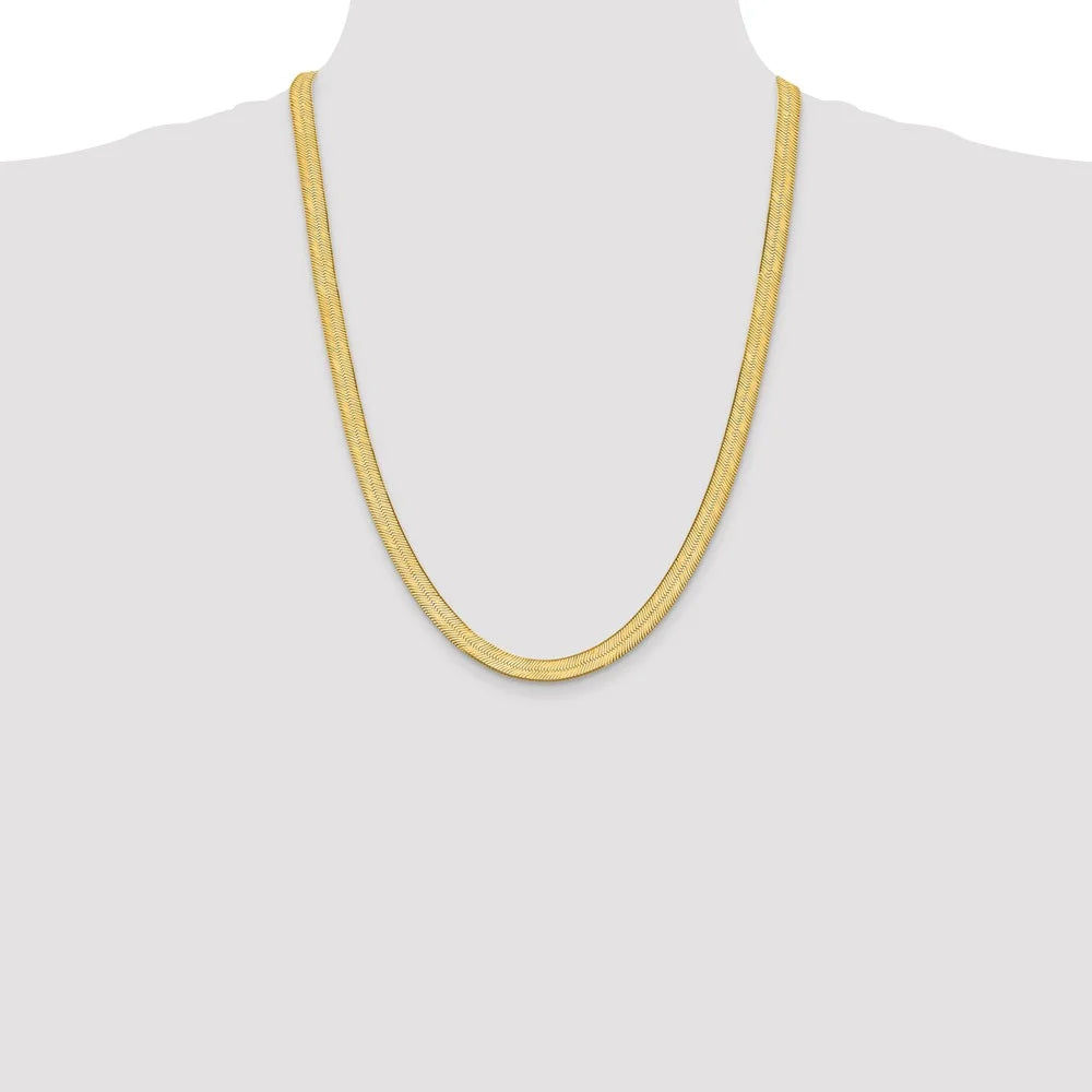 14K 24 inch 6.5mm Herringbone Chain with Lobster Clasp J84094