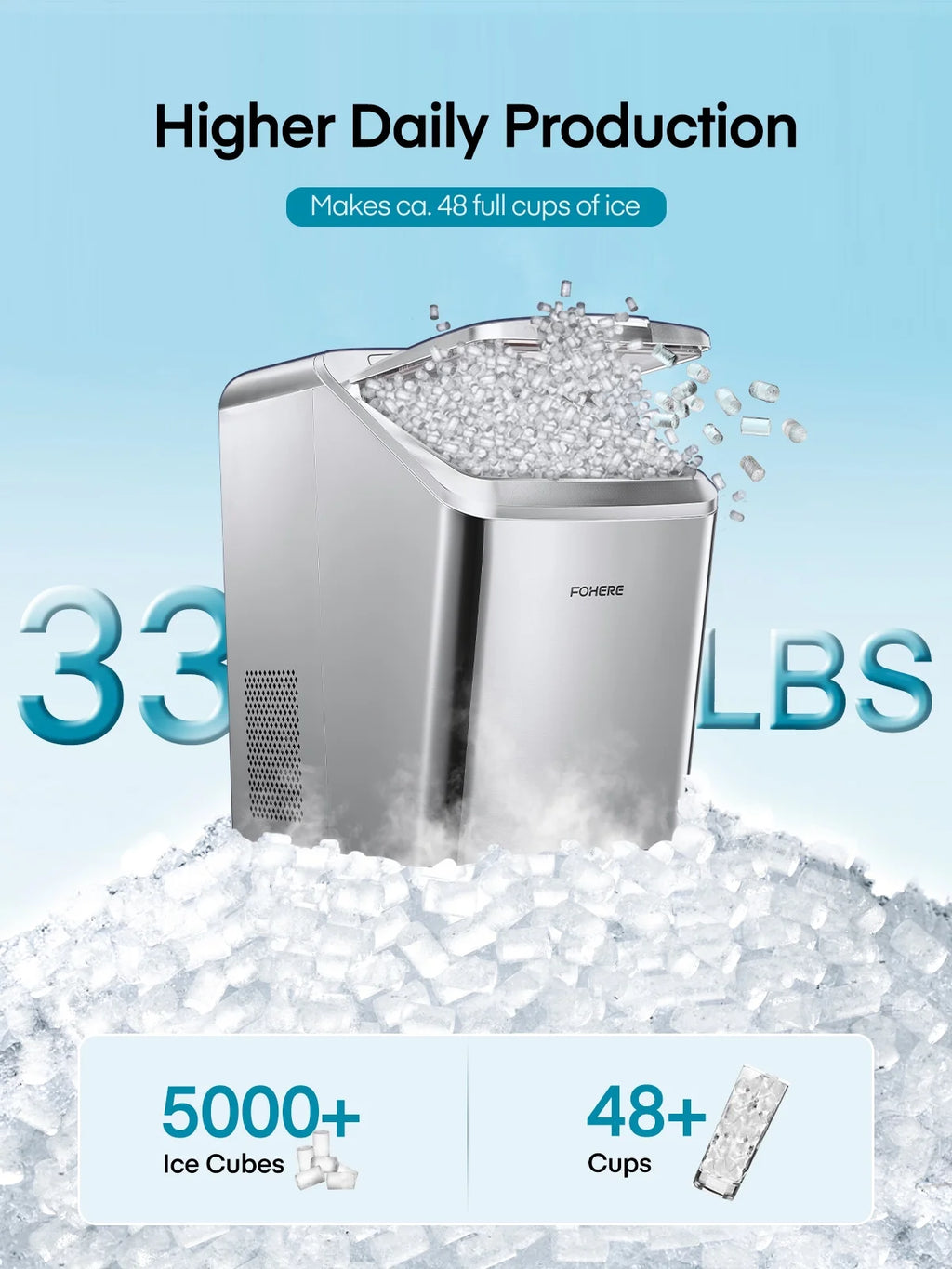 White Stainless Steel Nugget Ice Maker J357