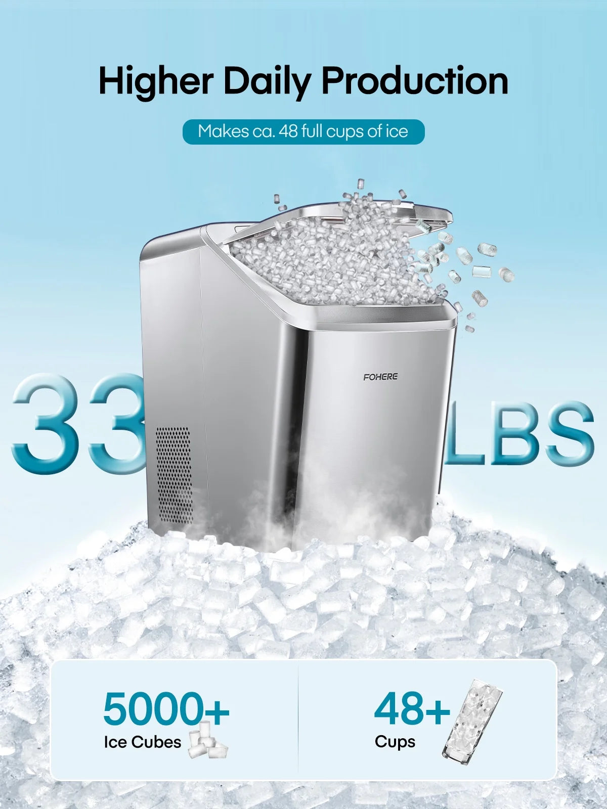 White Stainless Steel Nugget Ice Maker J357