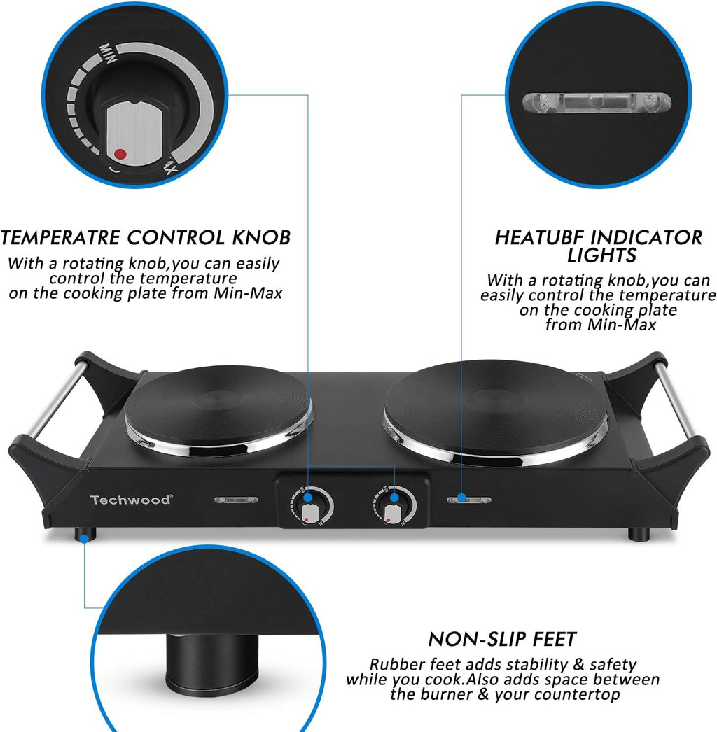 1800W Portable Dual Burner Electric Hot Plate V1489