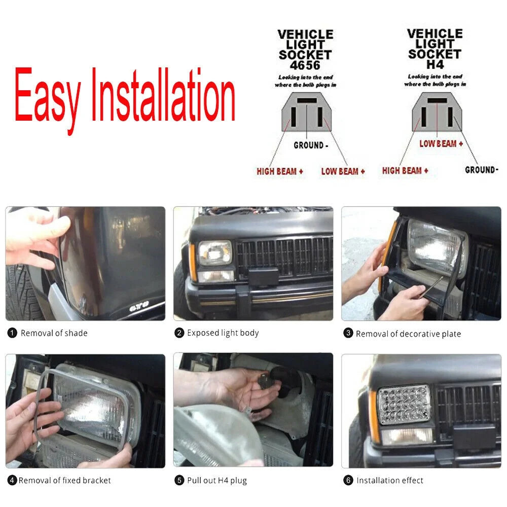 7x6" LED Headlights Hi-Lo Beam for Nissan Pickup F916