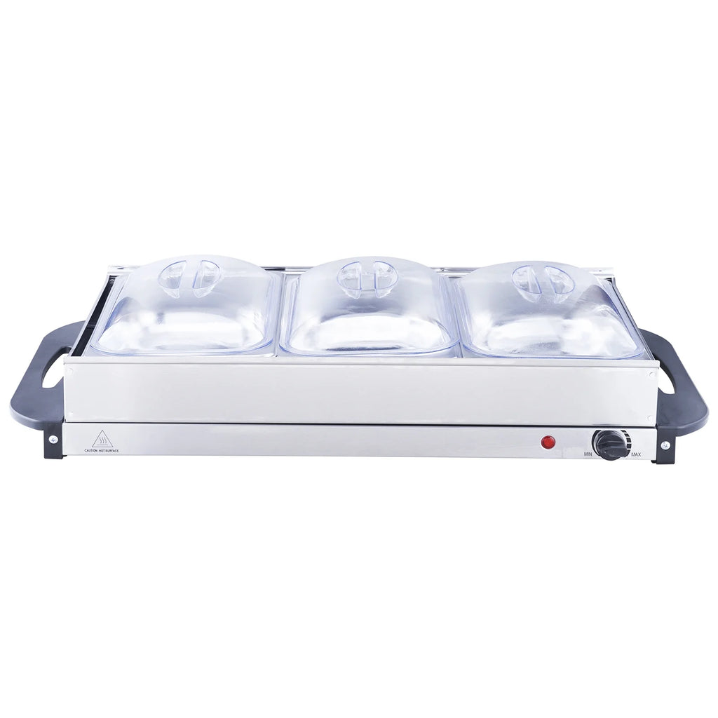 Electric Food Buffet Server with 3 Stainless Steel Warming Pan Q75946