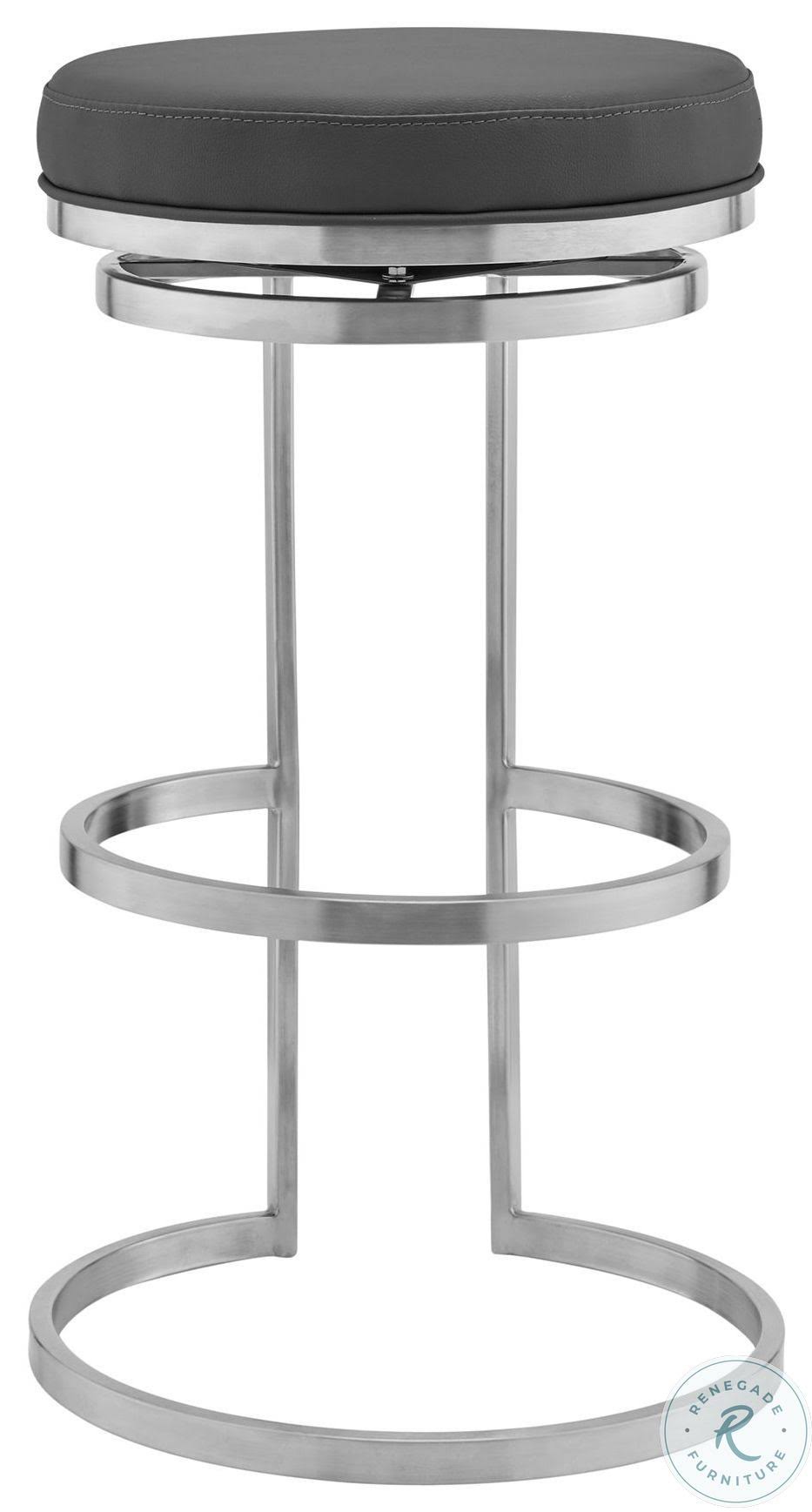 Gray Faux Leather Swivel Bar Stool G638