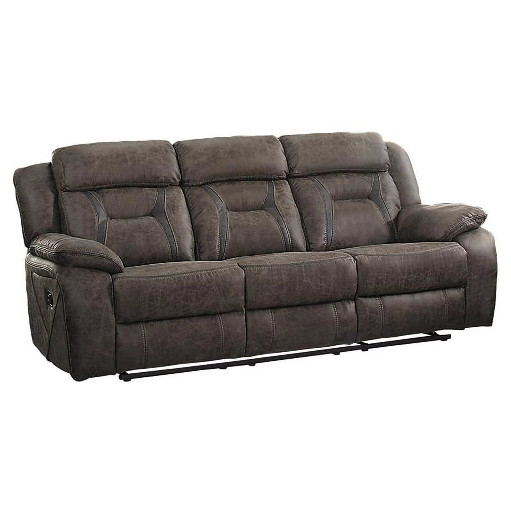 Dark Brown Microfiber Double Reclining Sofa X730322
