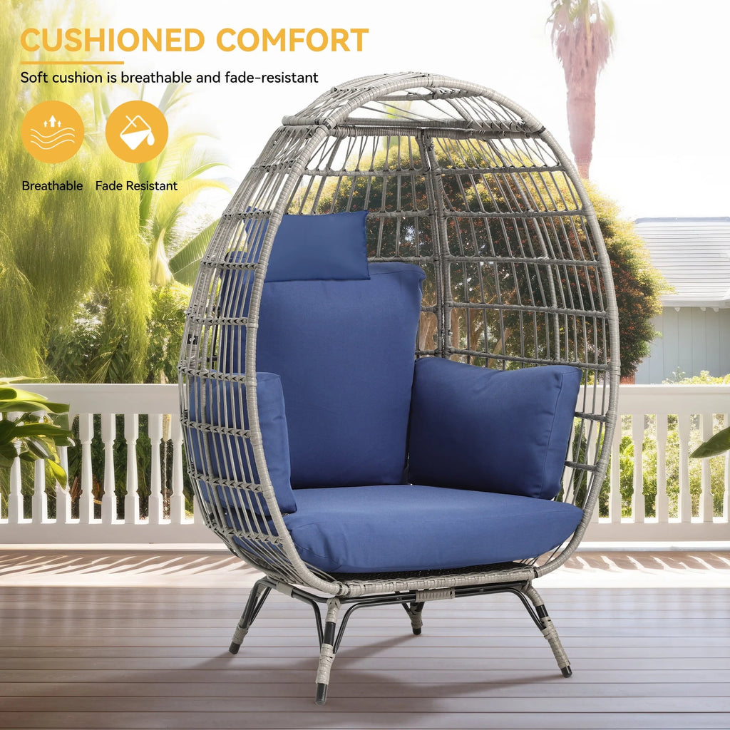 Egg Chair with Cushion Wicker PE Rattan B84379