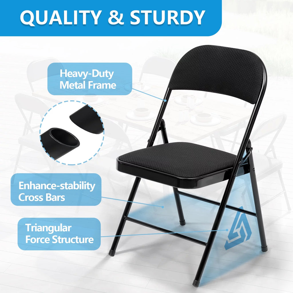 Black Fabric Padded Folding Chair 6 Pack D744