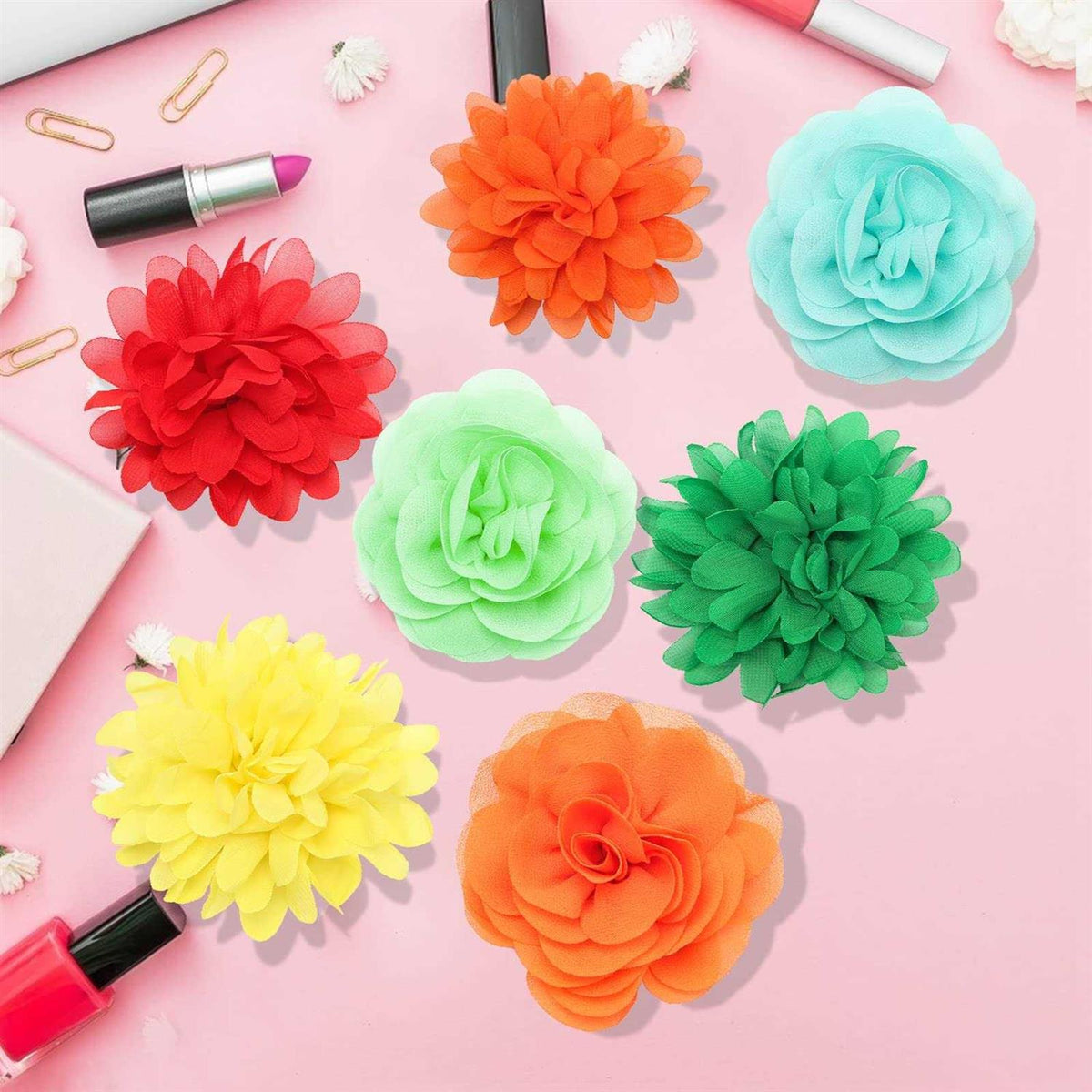 20 Pcs Multi-Color Soft Chiffon Dog Collar Flower Accessory V4551