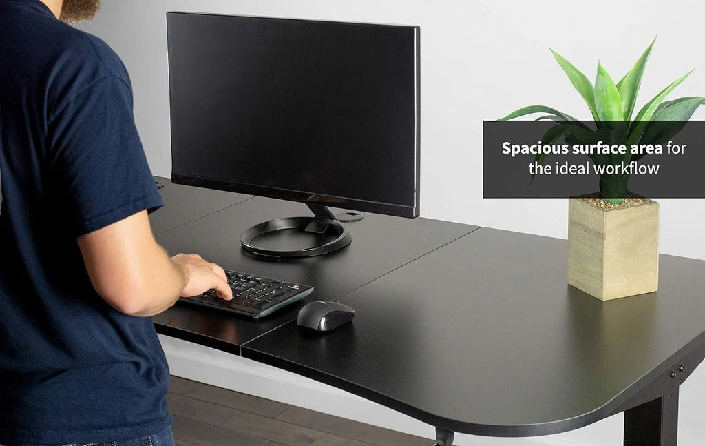 Height Adjustable 63 X 32 Inch Stand Up Desk with Black Table Top E17635