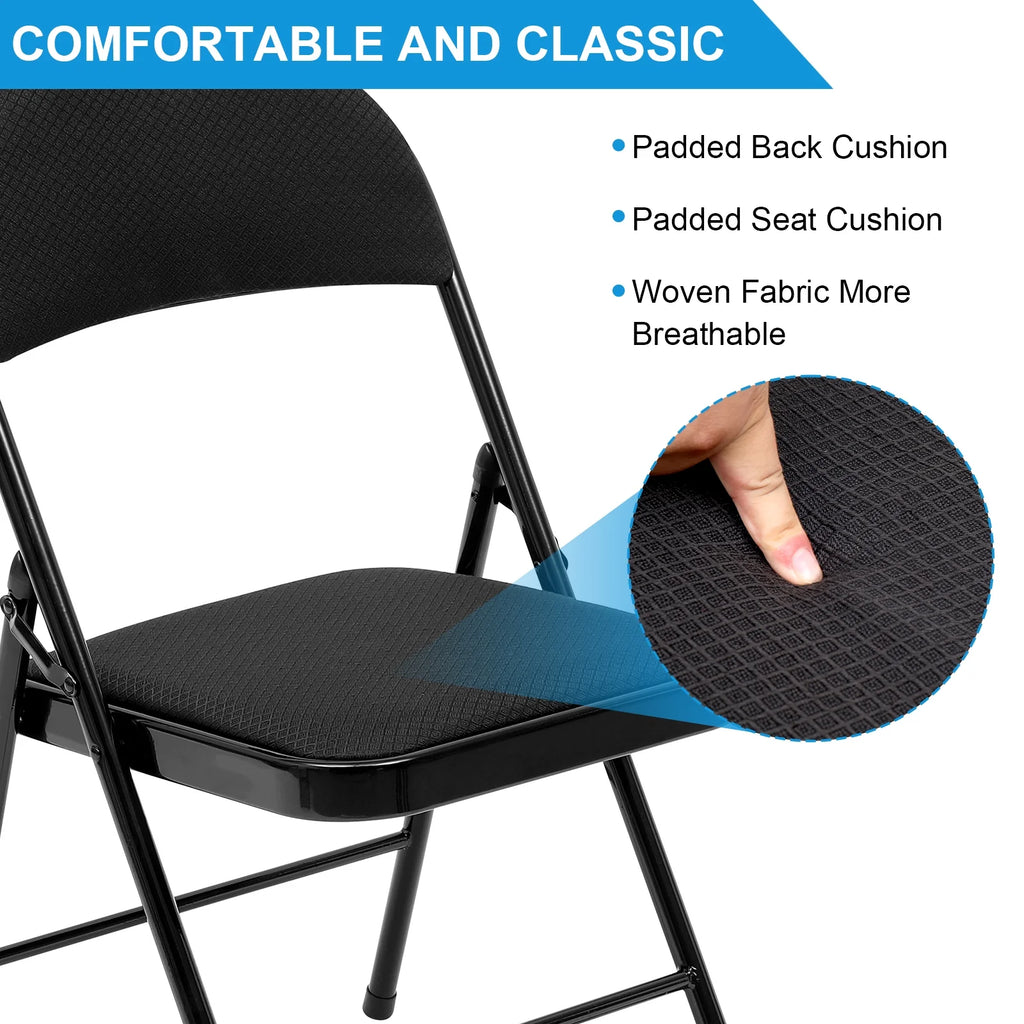 Black Fabric Padded Folding Chair 6 Pack D744