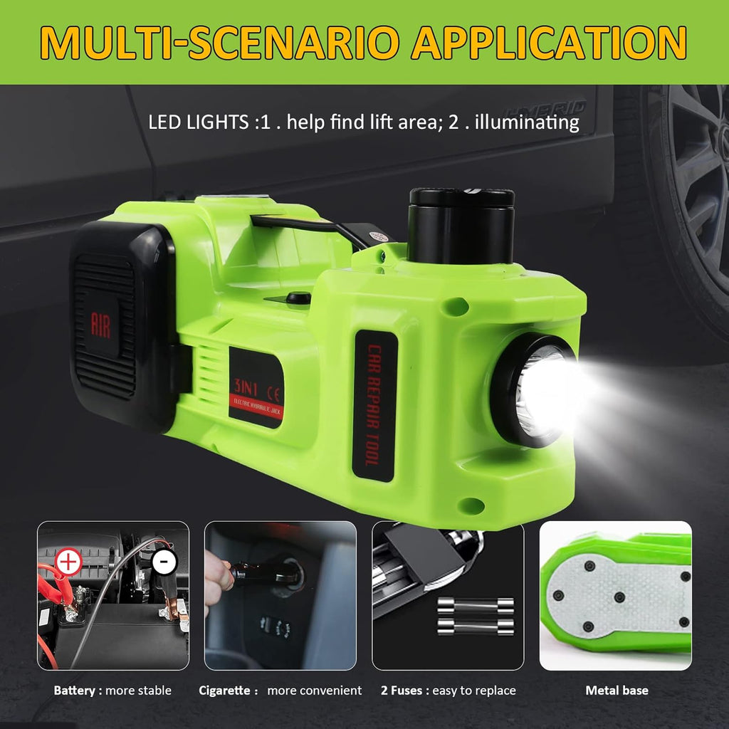 5T Hydraulic Electric Car Jack with Impact Wrench, Tire Inflator and LED Light R170858