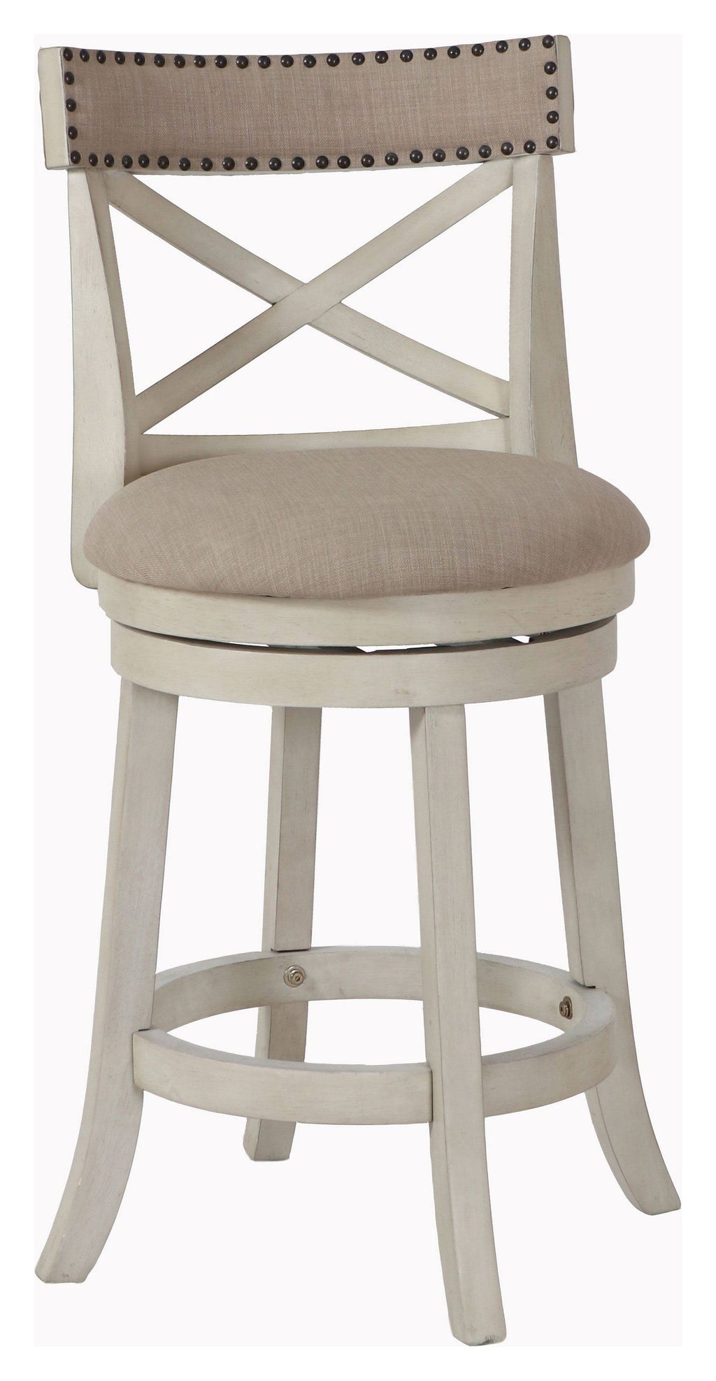 Antique White 24-Inch Counter Stool with Fabric Seat O314961