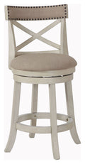 Antique White 24-Inch Counter Stool with Fabric Seat O314961