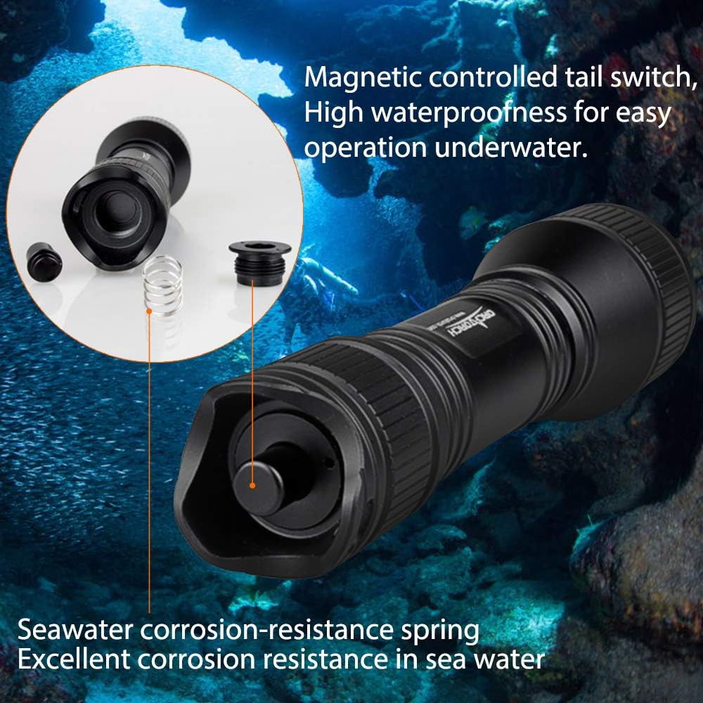 D550 Dive Light 1000 Lumens Scuba Diving Flashlight 3 Modes IP68 Waterproof Underwater Torch X2643
