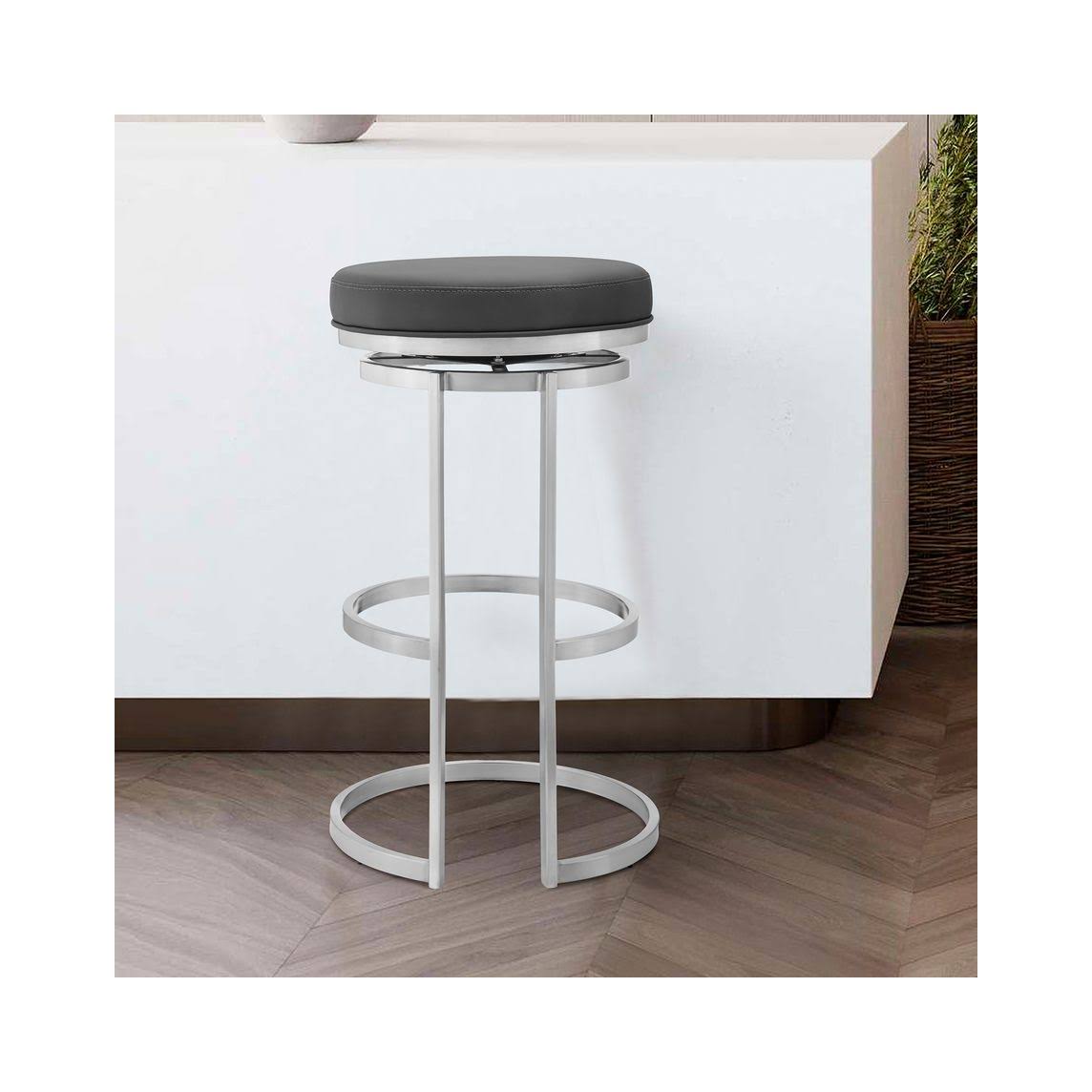 Gray Faux Leather Swivel Bar Stool G638
