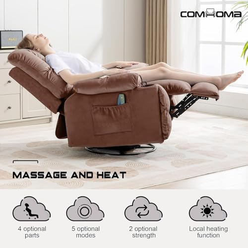 Brown Fabric Recliner Chair with Cup Holders P403