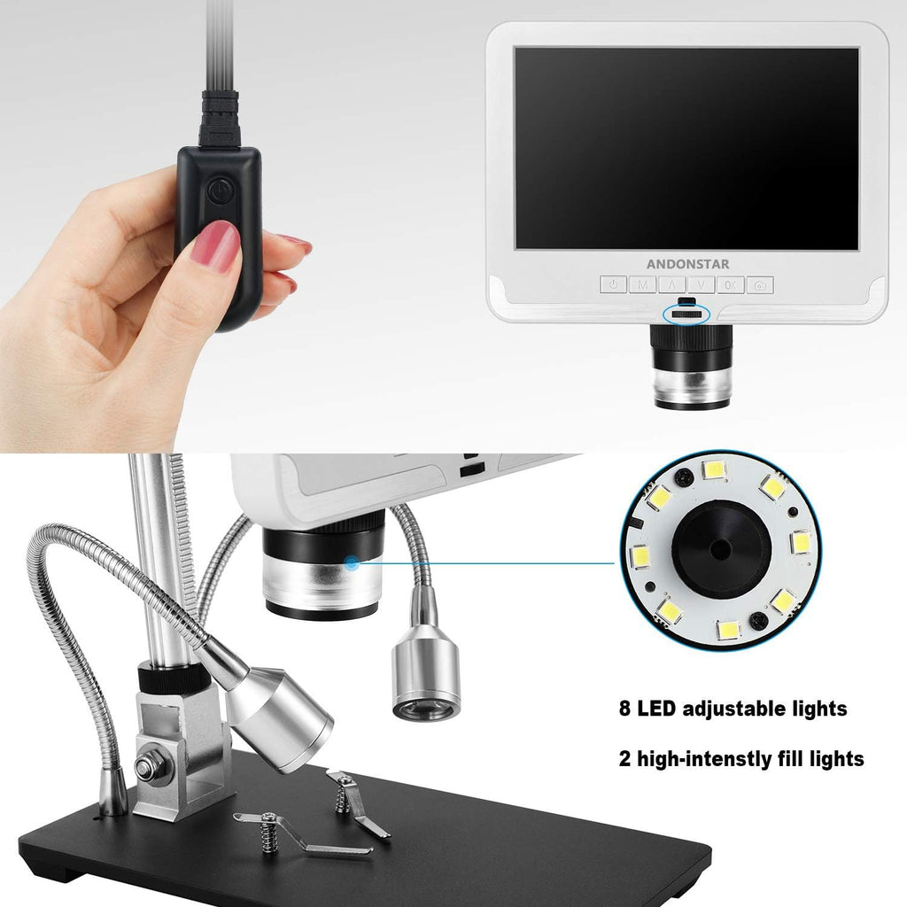 Digital Microscope 7 Inches LCD 1080P 200X Magnification Soldering Tool H5618
