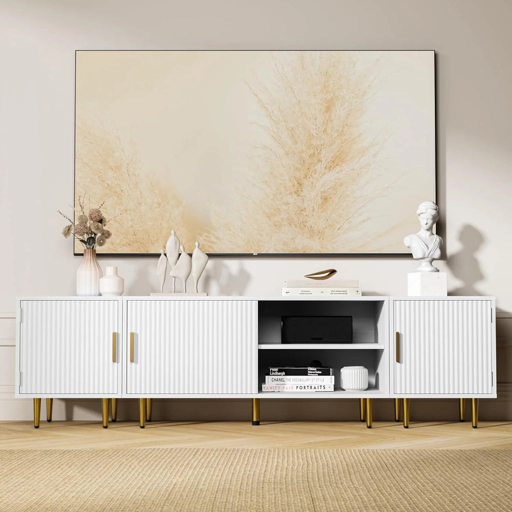 White TV Stand with Storage Cabinet Y652851