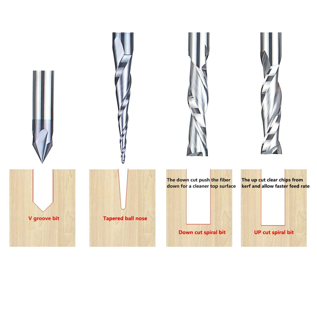 1/4 Inch Shank Solid Carbide CNC Router Bits Carving Set G950571