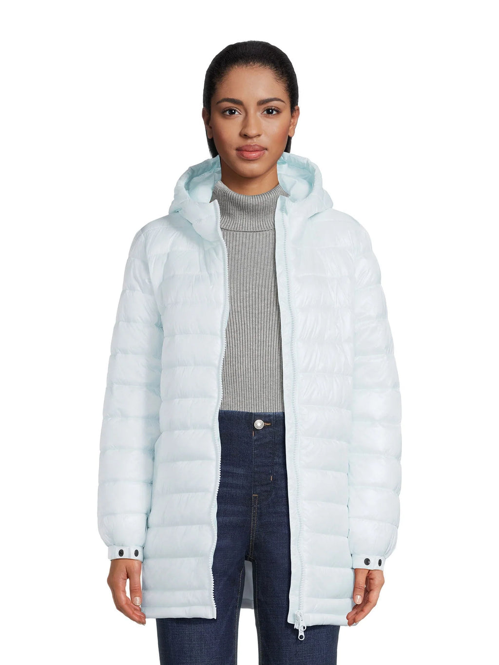 Women's Hooded Mid Length Puffer Jacket D640812