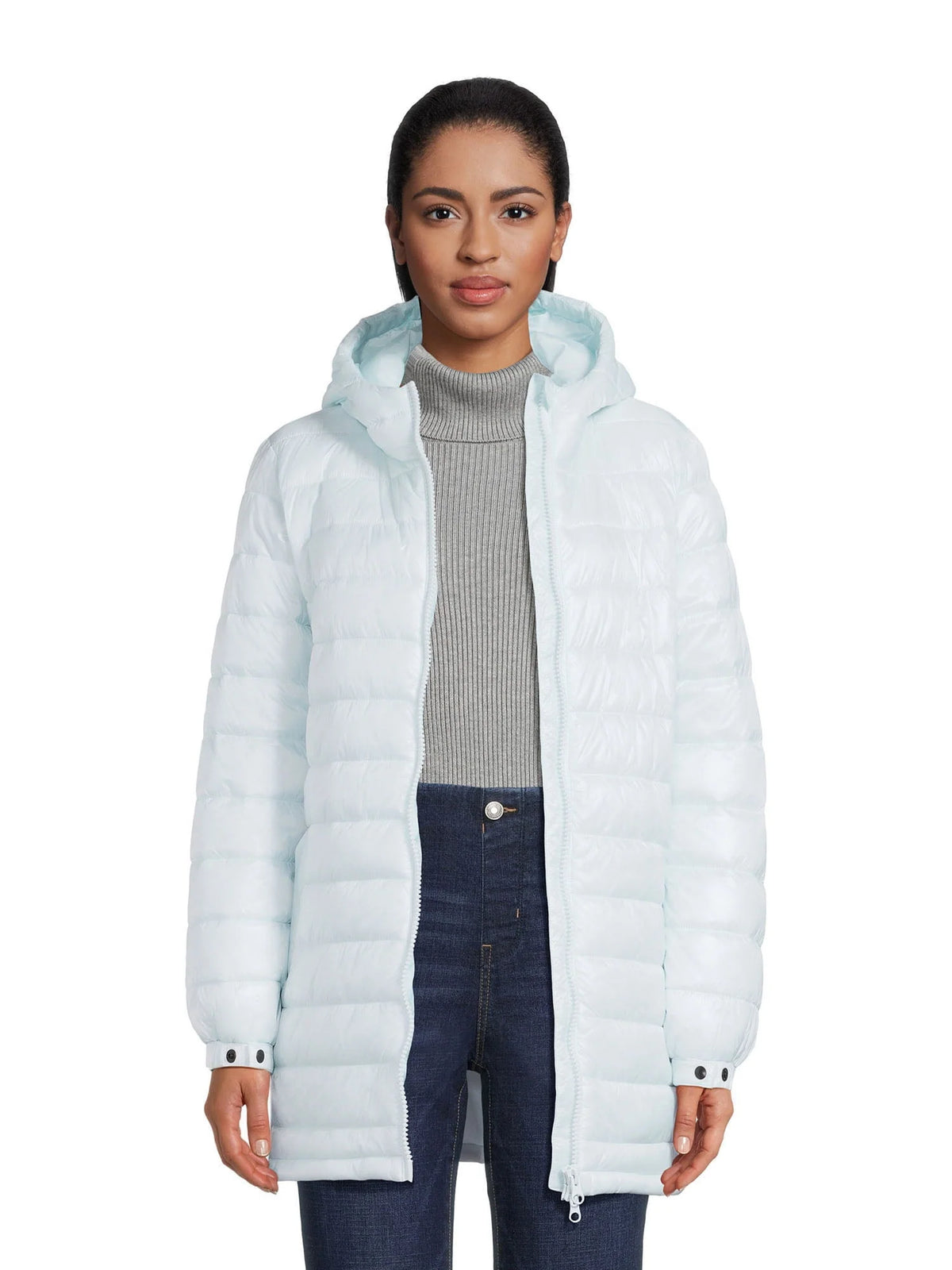 Women's Hooded Mid Length Puffer Jacket D640812