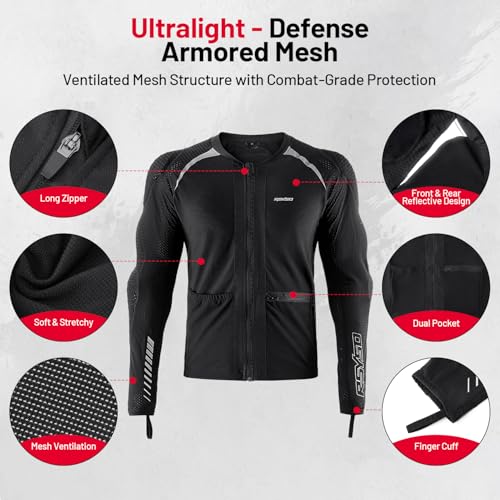 Armored Motorcycle Shirt with CE Certified Protective Mesh and Reflective Strips R91087