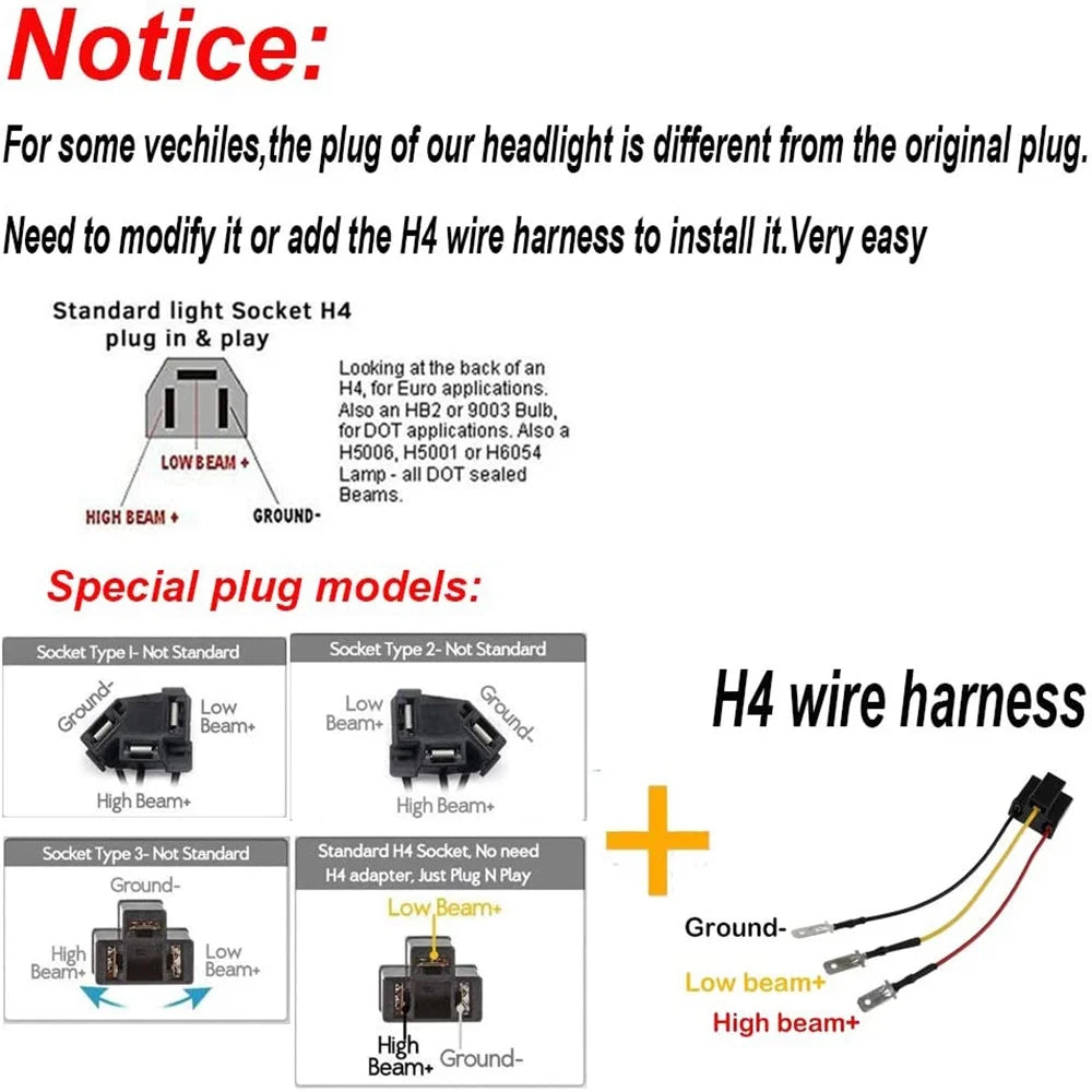 7x6" LED Headlights Hi-Lo Beam for Nissan Pickup F916