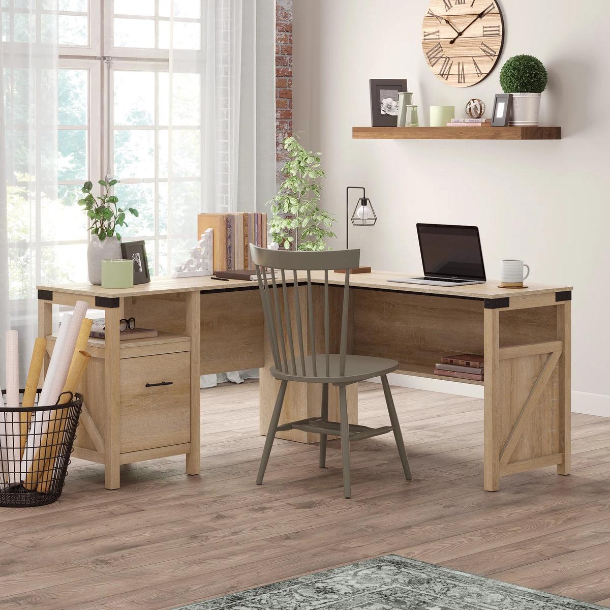 L-Shape Computer Desk with File Drawer K364