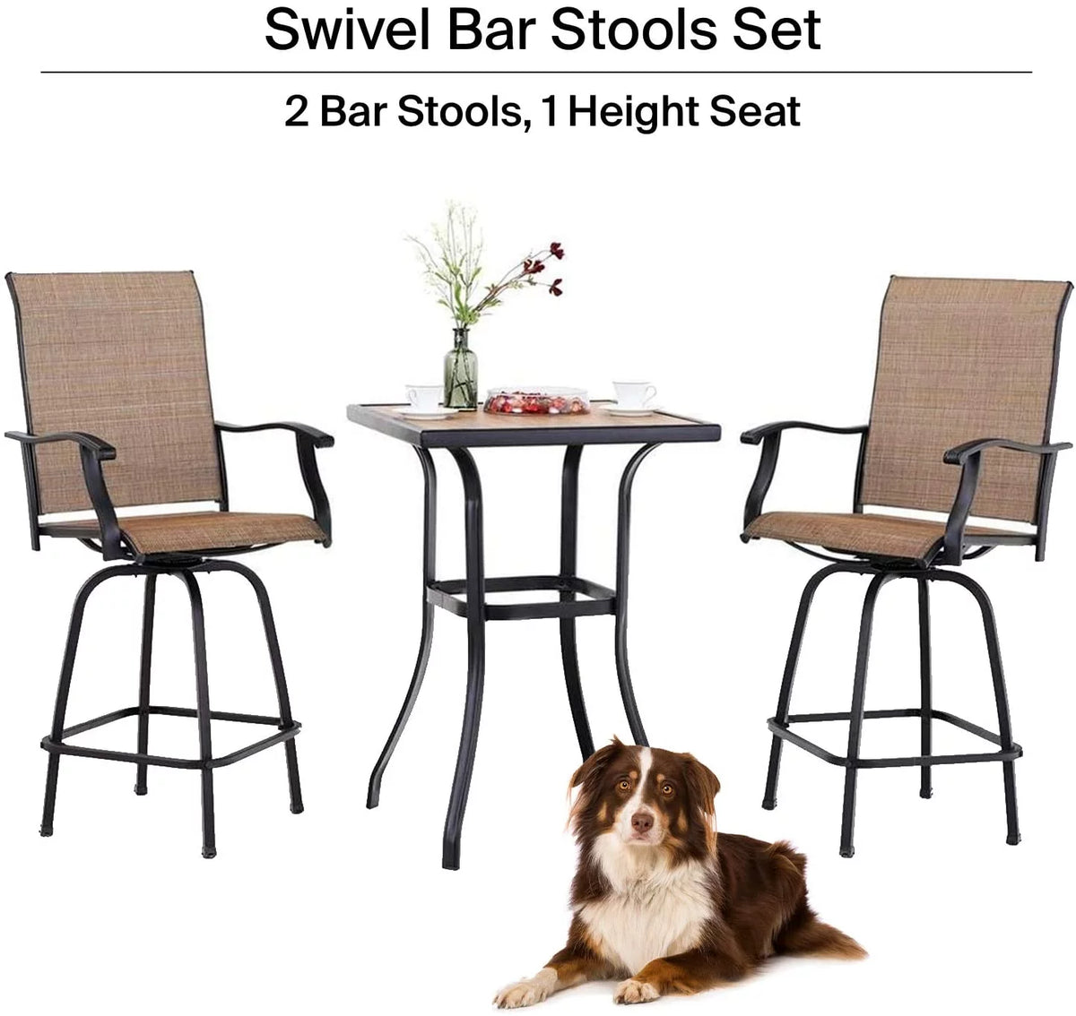 3 Piece Swivel Stools Set with Dining Chairs and Cafe Table D465567
