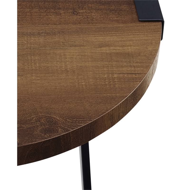 Rustic Oak Round Side Table V764
