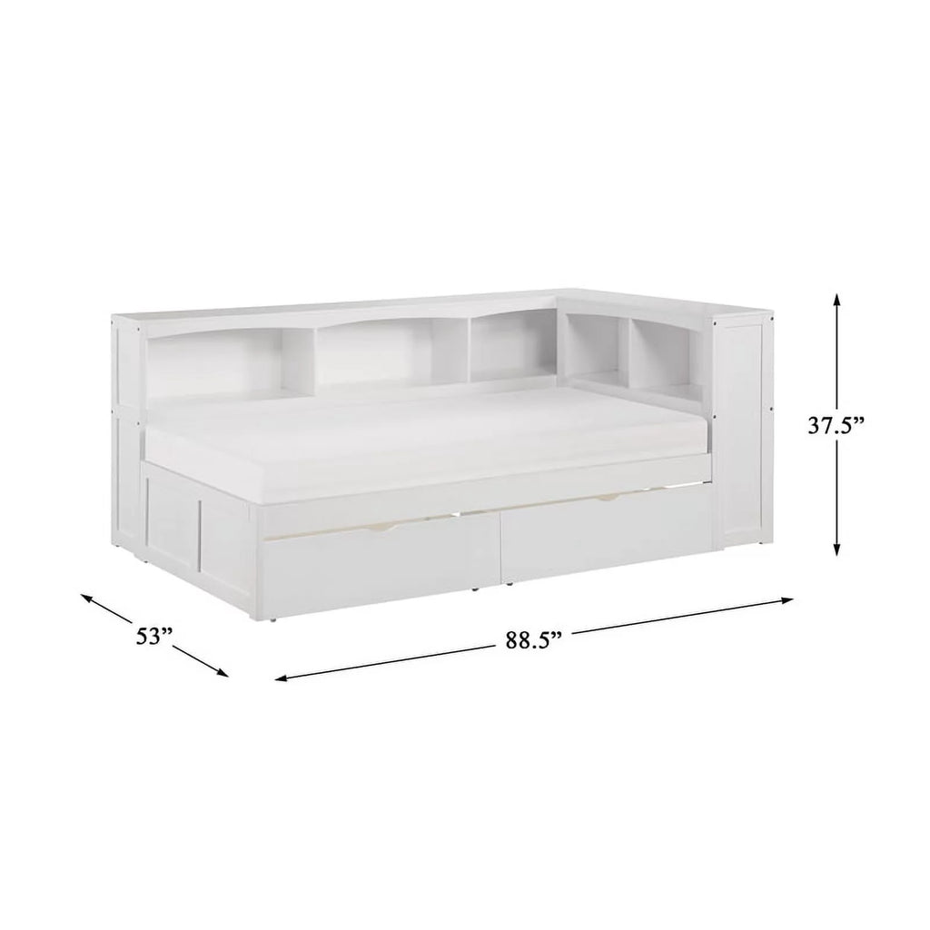 White 5-Shelf Wood Twin Corner Bed E29889