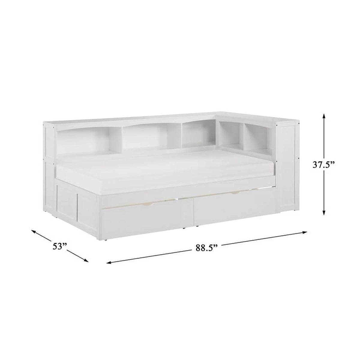White 5-Shelf Wood Twin Corner Bed E29889