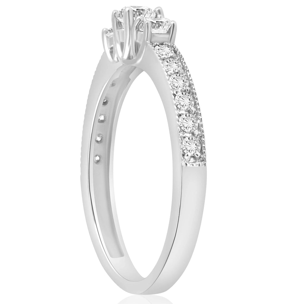 14K White Gold 3 Stone Diamond Ring J166478