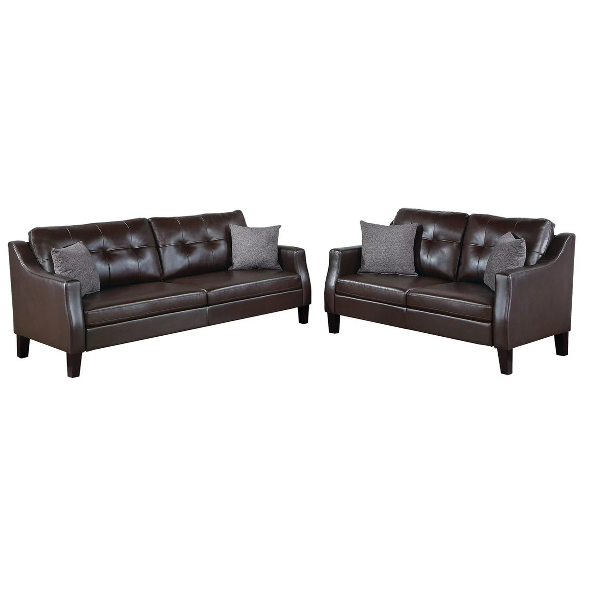 Brown 2 Piece Sofa and Loveseat Set Faux Leather O608073