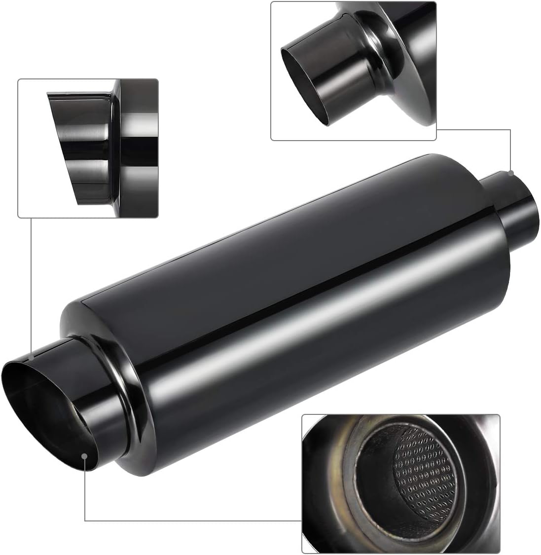 Polished Stainless Steel Black Coated Exhaust Tip Muffler Pack of 2 T125780