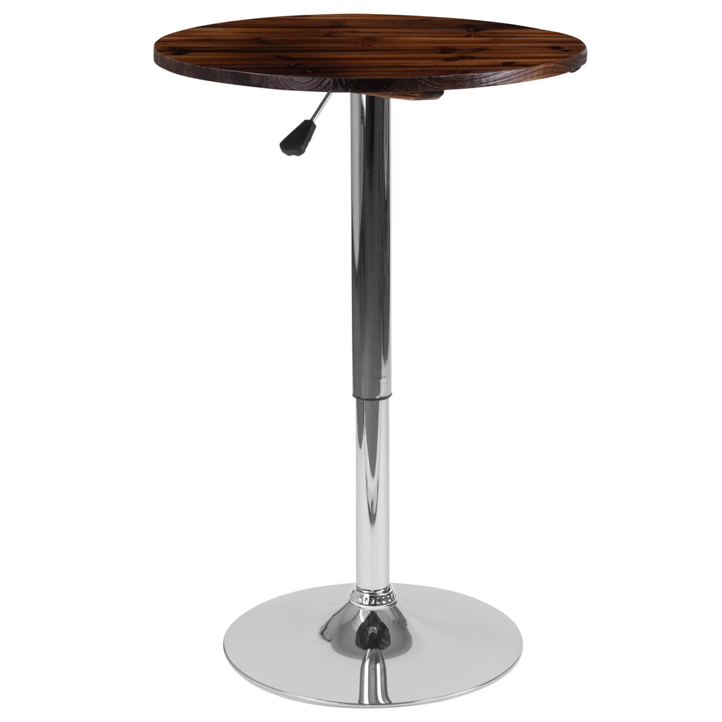 Round Adjustable Height Rustic Pine Wood Table A97231