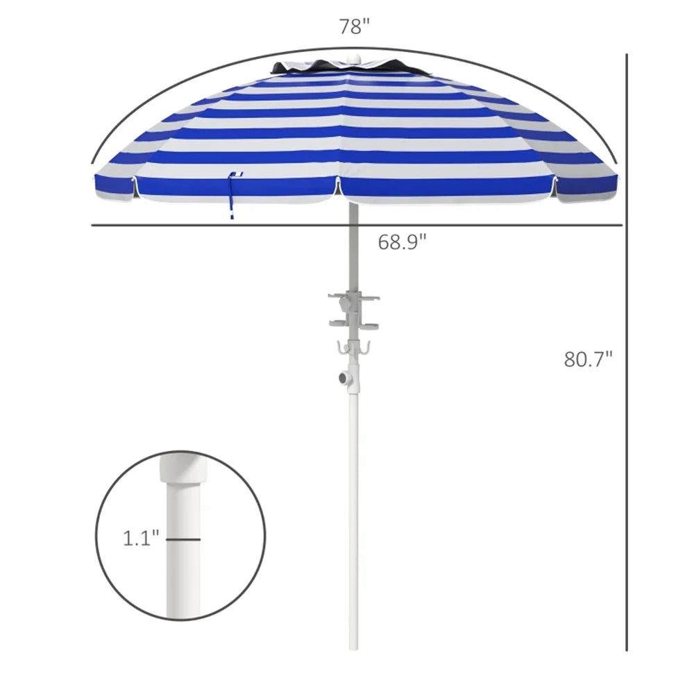 Striped Outdoor Beach Umbrella Parasol H321