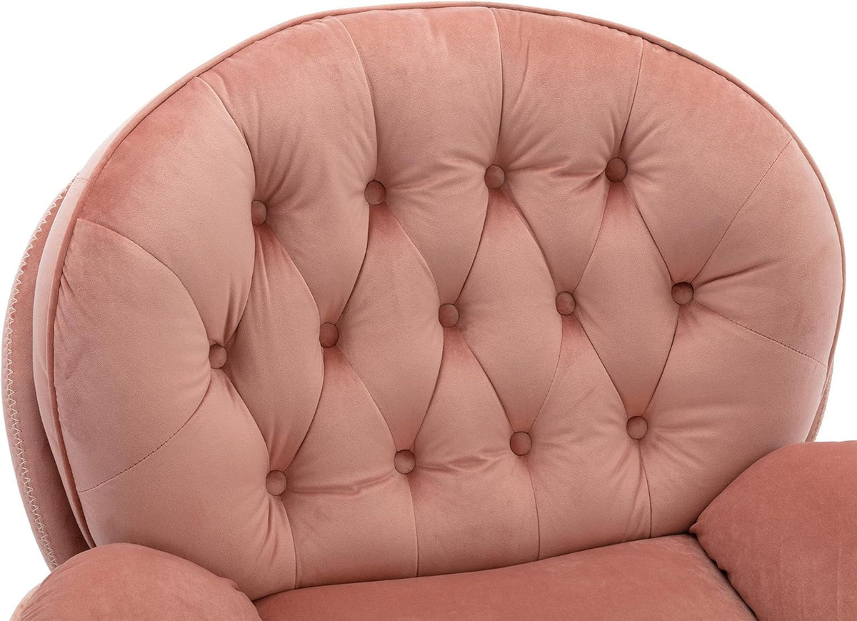 Swivel Velvet Lounge Chair with Ottoman and Metal Frame W20401
