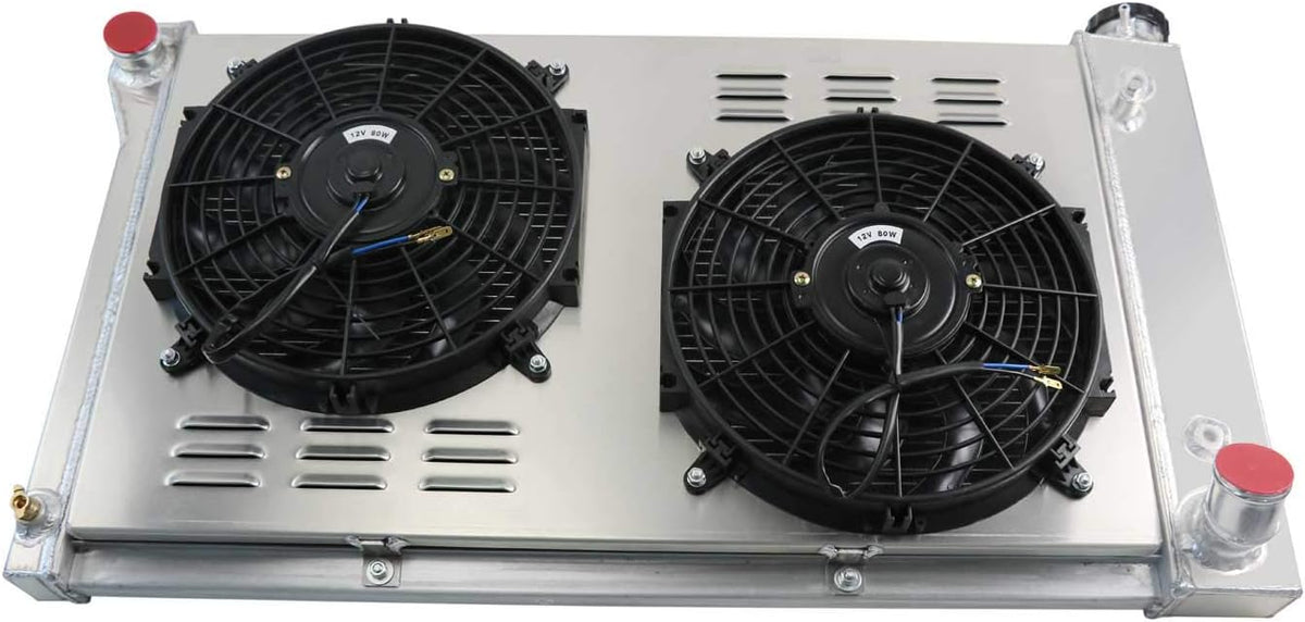 3 Row Core Aluminum Radiator with 2 x 12" Fan and Thermostat Relay Wire Kit B541813