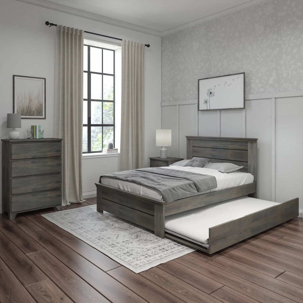 Full Size Wood Platform Bed with Trundle A933