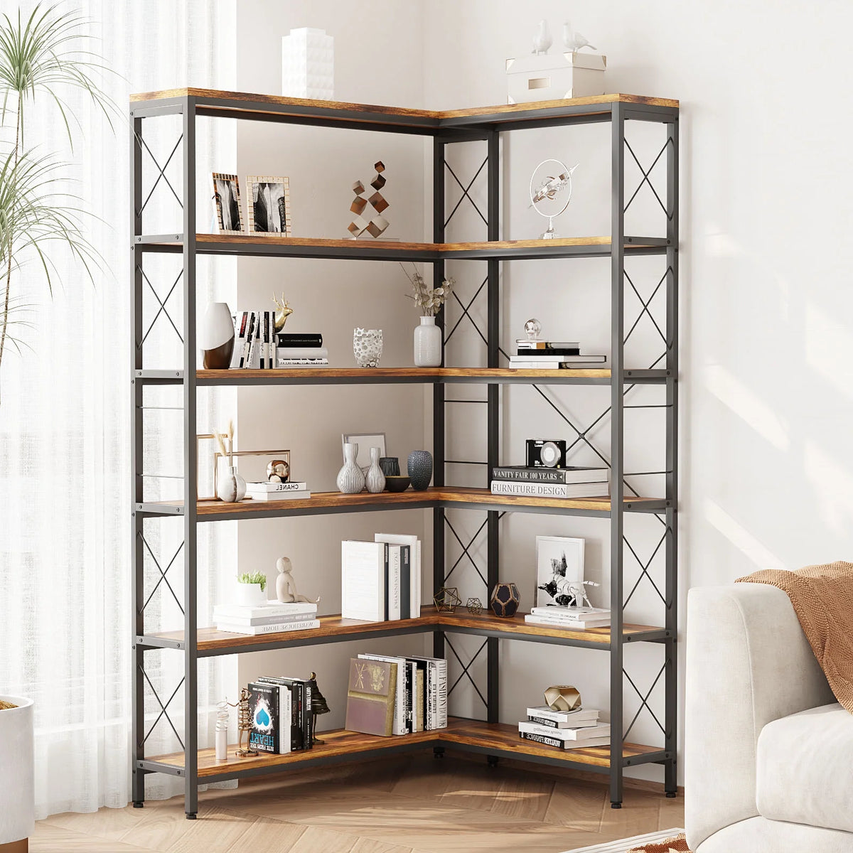 6 Tier Corner Bookcase E496852