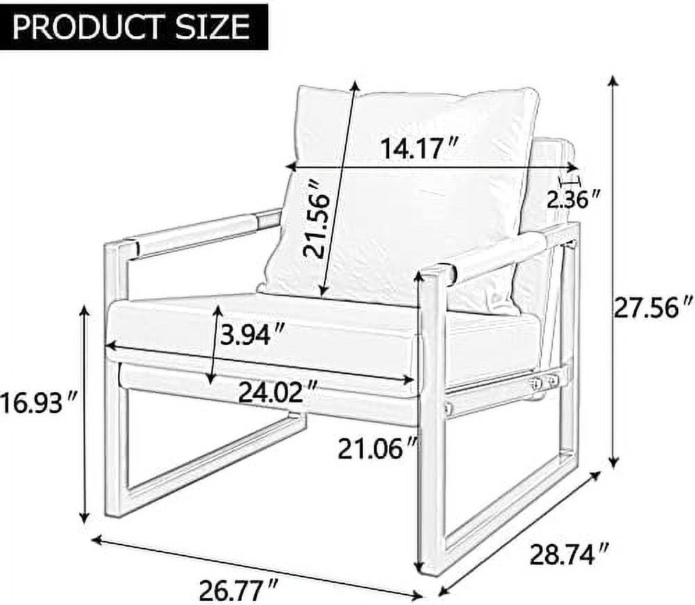 White PU Leather Accent Chair with Metal Frame C608